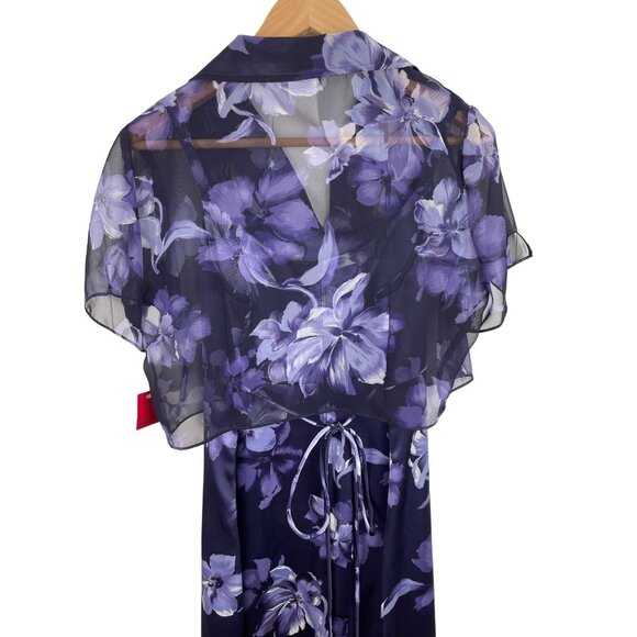 Jodi Michaels Purple Floral Slip Maxi Dress w/Matching Chiffon Jacket Size 9/10 - Picture 5 of 14